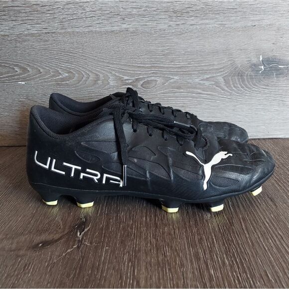 PUMA Ultra 4.4 FG/AG Eclipse - Black/White/Fizzy Yellow - Soccer Cleats Size 8 - Picture 1 of 8